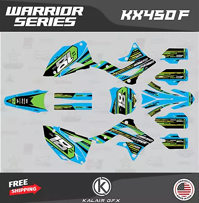 Graphics Kit For Kawasaki KX450F (2013-2015) KX 450F Warrior Series - Blue • $158.47