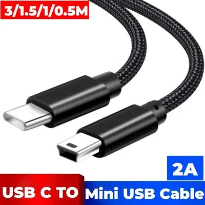 Type C To Mini USB Fast Charger Data Sync Cord 5 Pin OTG USB-C To Mini USB Cable • £4.79