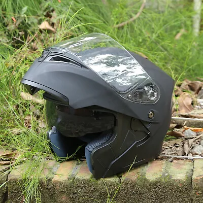 DOT Motorcycle Bike Modular Full Face Helmet Flip Up Sun Visor Dual Lens Safe US • $56.99