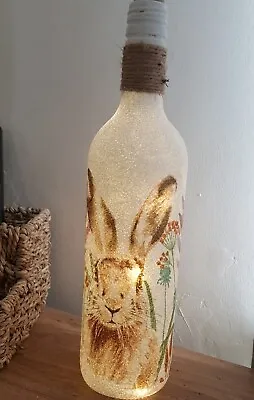 LED Light Up Decoupaged Handcrafted Rabbit Design Easter Spring Bottle Lamp.  • £8