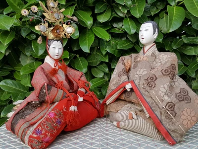 £210 • Buy Antique Japanese Oriental Hina Dolls Emperor Empress Doll Kimono Figure Figurine