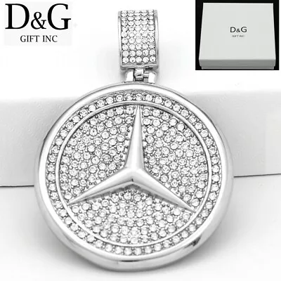 DG Men's Stainless-Steel 64mm Round Bling CZ Sign Pendant High PolishBOX • $19.99