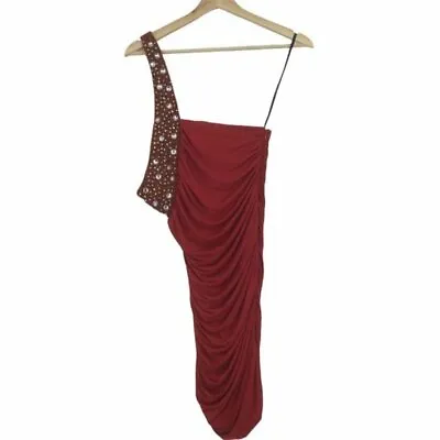 £59.47 • Buy Theo Dora Red Dress Womens Size 8 Sequin Asymmetrical Formal Party Cocktail NEW