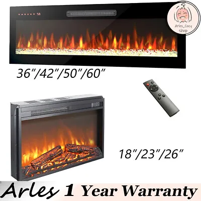 Electric Fireplace 1400W Recessed & Wall Mounted Thin Remote Control LED Flame • $339.99