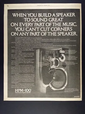 $9.99 • Buy 1977 Pioneer HPM-100 Speakers Vintage Print Ad