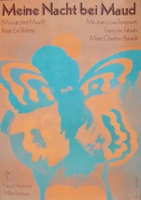 MA NUIT CHEZ MAUD German A2 Movie Poster ERIC ROHMER HANS HILLMANN 1969 • $200