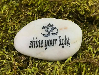 Mini FAIRY GARDEN Engraved ZEN Meditation Stone SHINE YOUR LIGHT ~ Buy 3 Save $6 • $8.95