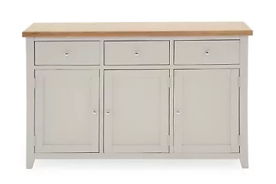 Grey Pine Frame Oak Top 3 Door 3 Drawer Sideboard W137cm X D44cm X H85cm FERN • £619