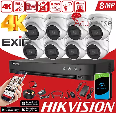 HIKVISION 4K CCTV SECURITY SYSTEM 8MP CAMERA Outdoor Night Vision 4CH 8CH DVR UK • £150