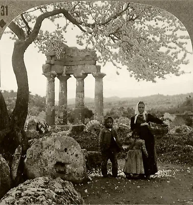 Keystone Stereoview Temple Of Castor & Pollux Sicily From 600/1200 Set #531 T2 • $2.99