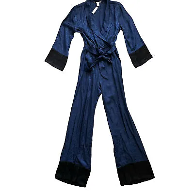 VICTORIA’S SECRET Printed Zebra Jumpsuit Tie Waist Pajama Loungewear XS Trendy • £48.18