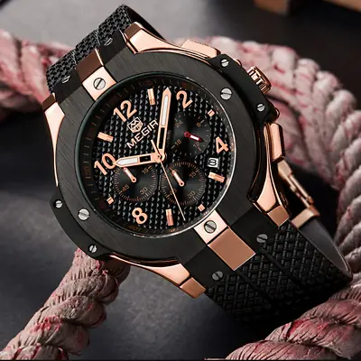 $35.99 • Buy Relojes De Hombre Men's Big Face Watch Military Sport Chronograph Silicone Band