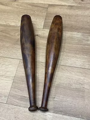 Vintage Antique Pair Of 2 Wooden Exercise Weight Club Juggling Indian Pins Clubs • $25.90