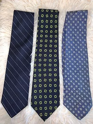 Brooks Brothers J Crew Lot Of 3 Men's Wide Silk Neckties Geometric & Stripe • $29.95