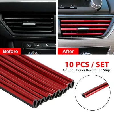 10pcs Air Outlet Conditioner Car Stickes Auto Vent Strip Grille Red Trim Decor • $7.06