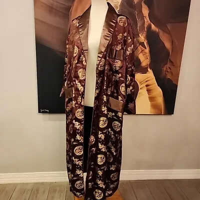 Vintage 1920s / 30s Chinese Silk Brown And Gold Smoking Jacket 46 Robe • $212.49