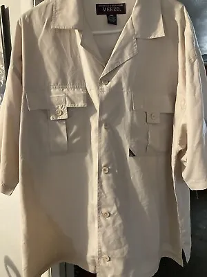 Veezo Authentic Veezo Wear Mens 2XL Shirt Sleeve Button Up Cargo Tan With Pocket • $10.45