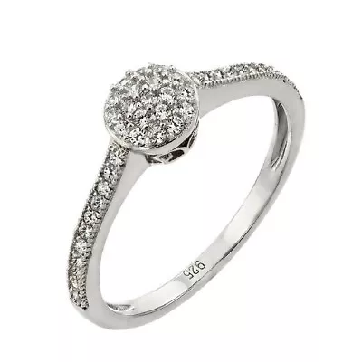 Sterling Silver Micro Pave CZ Stones Round Center Ladies Ring • $18.99