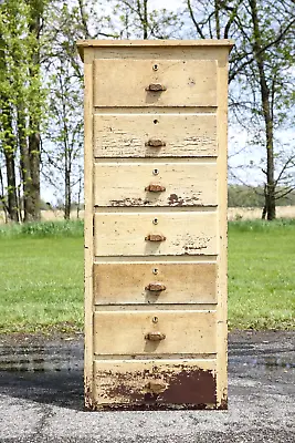 Vintage Apothecary Cabinet Wood Drawer Rustic File Map Cabinet Cast Iron Pulls  • $2450