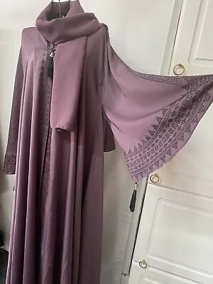 Purple Colour Open Abaya With Scarf • £30