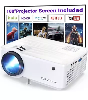 Projector 1080P Bluetooth Mini Projector With 100” Projector Screen 9500 LUX • $79.99