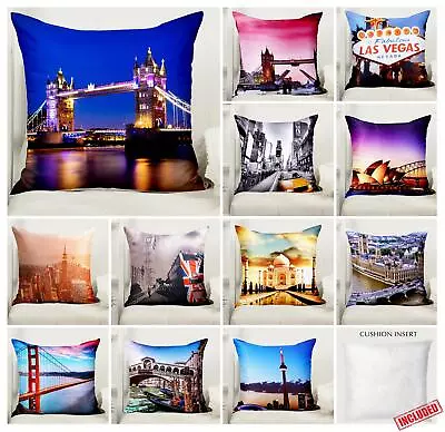 Throw Pillow City Theme Cushion Cover & Cushion Insert Pad Filler New York Paris • £8.95