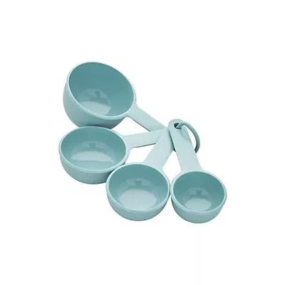Plastic Measuring Cups Nesting Measure Cups & Spoons Set With Handle 4Pcs Blue • $3.19