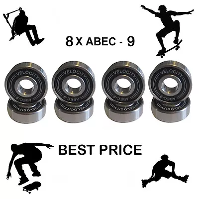 8 PRO Abec 9 Wheel Bearings Skateboard Scooter Quad Inline Roller Skate 5 7  11 • £5.99