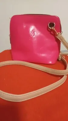 Vera Pelle Genuine Italian Leather Mini Crossbody Bag Hot Pink • $26.98