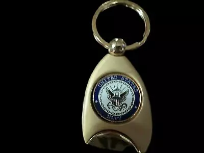 U.s Military Navy Key Chain Heavy Duty Metal Gold Toned Key Ring Navy Insignia • $12.95