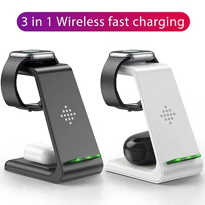 Wireless Charger Dock Charging Station 3 In 1 For Apple Watch IPhone 13 12 11 XS • $29.66