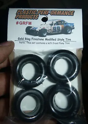 GRFM  NASCAR 1/25 FIRESTONE MODIFIED TIRES SET STOCK CAR PPP TREAD GOLD RING McM • $10.88