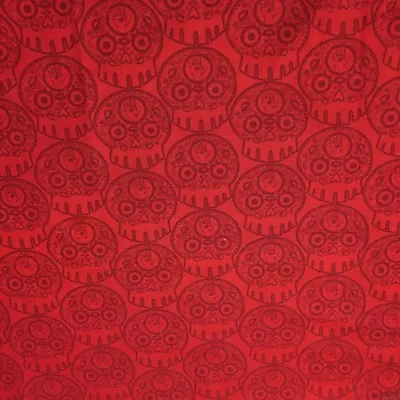 Skull Calavera Sewing Quilting Fabric Red Print Cotton FQ • $6.75