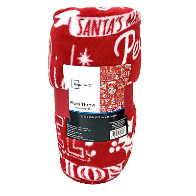 Mainstays Christmas “Santa’s Making A List” Plush Throw Red Blanket 50”x 60” NWT • $19.99
