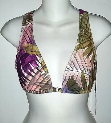 Shade & Shore Women's Sz S Tropical Palm Print Padded Strappy Bikini Top • $8