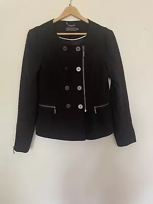 MINT VELVET UK 12 Black Textured Weave Zip Front Jacket With Pockets Gorgeous • $16.02