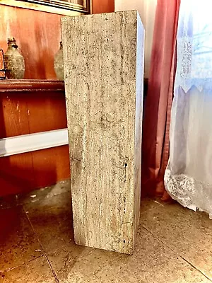 Vintage 1980s Modern Italian Travertine Large Column Rounded Side Pedestal • $650