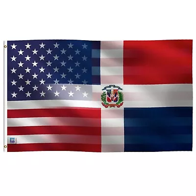 3x5 Ft Dominican American Hybrid Flag -  100% Polyester W/ Brass Grommets • $19.95