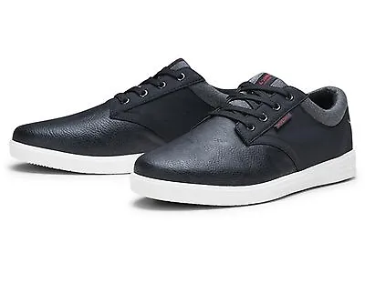 £31.19 • Buy JACK & JONES Mens Shoes Gaston Synthetic Leather Trainers Sneakers Anthracite