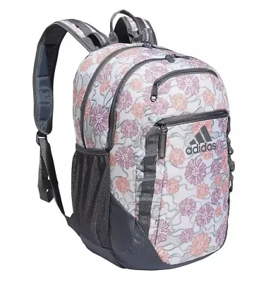 Adidas Excel 6 Backpack Book Bag White Gray Floral With 16  Laptop Sleeve - NWT • $43.94