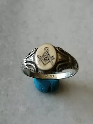 Antique  Rare  Old Masonic  800 Silver Ring US -125 • $195