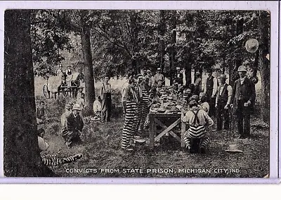 Social History Postcard - Convicts Prisoners State Prison Michigan City Indiana • $24.99
