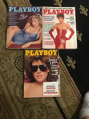 Playboy Magazine 3 Issues Vikki Lamotta 1981Joan Collins 1983Jessica Hahn 1987 • $14.99