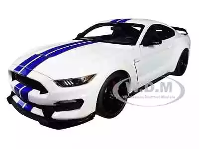 Ford Mustang Shelby Gt-350r White W/blue Stripes 1/18 Model Car By Autoart 72931 • $199.99