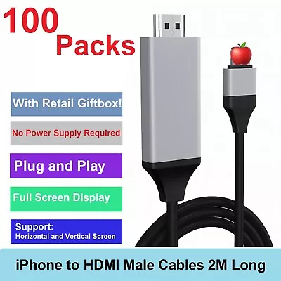 Wholesale 100 X 2M IPhone 8Pin To HDMI Male Cable For Apple IPhone All IOS HDTV • $619.99