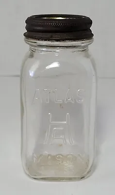 Vintage Miniature Atlas Mason Canning Jar Bank W/Lid And Ring 3.75  Glass  • $17.95