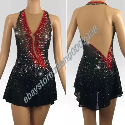 Ice Skating Dress.Black Competition Figure Skating Dress.Baton Twirling Costume • £179