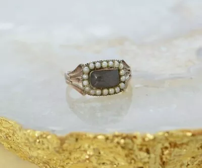 Yellow Gold Georgian Mourning Ring 1817 Size 8.5 • $1475