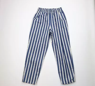 Vtg 90s Streetwear Womens 18 Striped High Waisted Straight Leg Denim Pants USA • $40.45