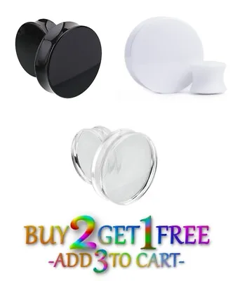Pair 8g-50mm ACRYLIC PLUGS Double Flare Gauges Solid Saddle Ear Tunnels 1001 • $8.95